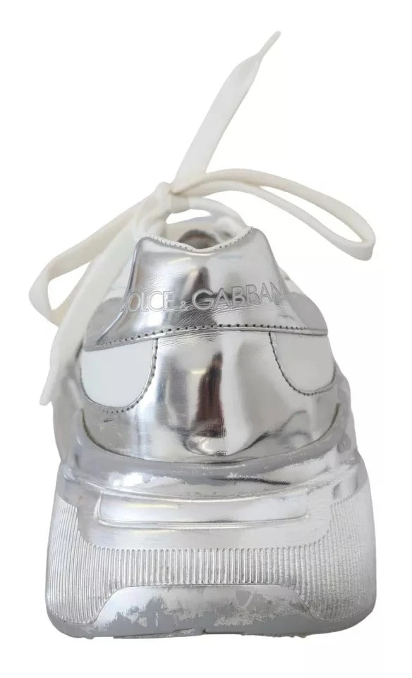 Dolce & Gabbana White Silver Leather Daymaster Women Sneakers Women's Shoes (Pre-Owned) 4 Dolce & Gabbana White Silver Leather Daymaster Women Sneakers Women's Shoes (Pre-Owned) - Image 2