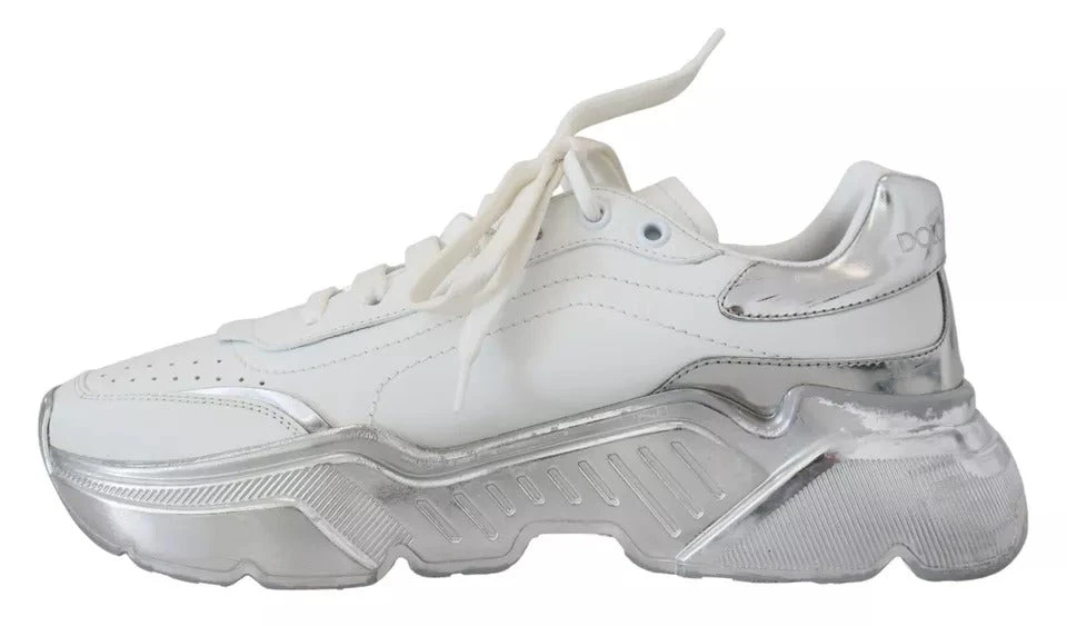 Dolce & Gabbana White Silver Leather Daymaster Women Sneakers Women's Shoes (Pre-Owned) 6 Dolce & Gabbana White Silver Leather Daymaster Women Sneakers Women's Shoes (Pre-Owned) - Image 4