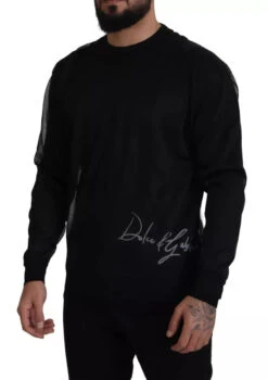 Dolce & Gabbana Black Polyester Logo Men Pullover Men's Sweater (Pre-Owned) -Lux Lair Store 4569861