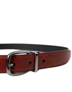 Dolce & Gabbana Brown Leather Silver Metal Buckle Belt Men's Men -Lux Lair Store 4570849