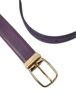 Dolce & Gabbana Purple Leather Gold Metal Buckle Belt Men's Men -Lux Lair Store 4570867