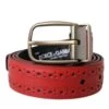 Dolce & Gabbana Red Perforated Leather Metal Buckle Belt Men's Men