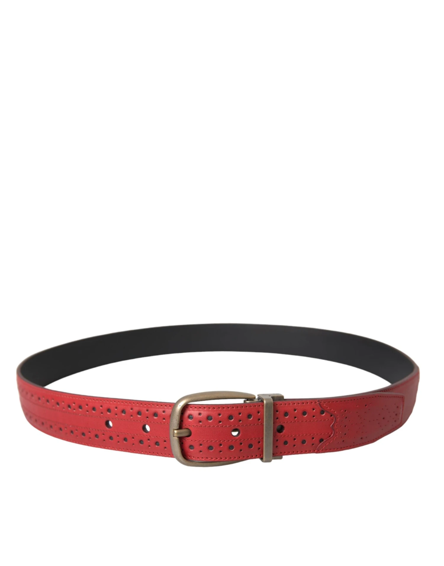 Dolce & Gabbana Red Perforated Leather Metal Buckle Belt Men's Men 4 Dolce & Gabbana Red Perforated Leather Metal Buckle Belt Men's Men - Image 2