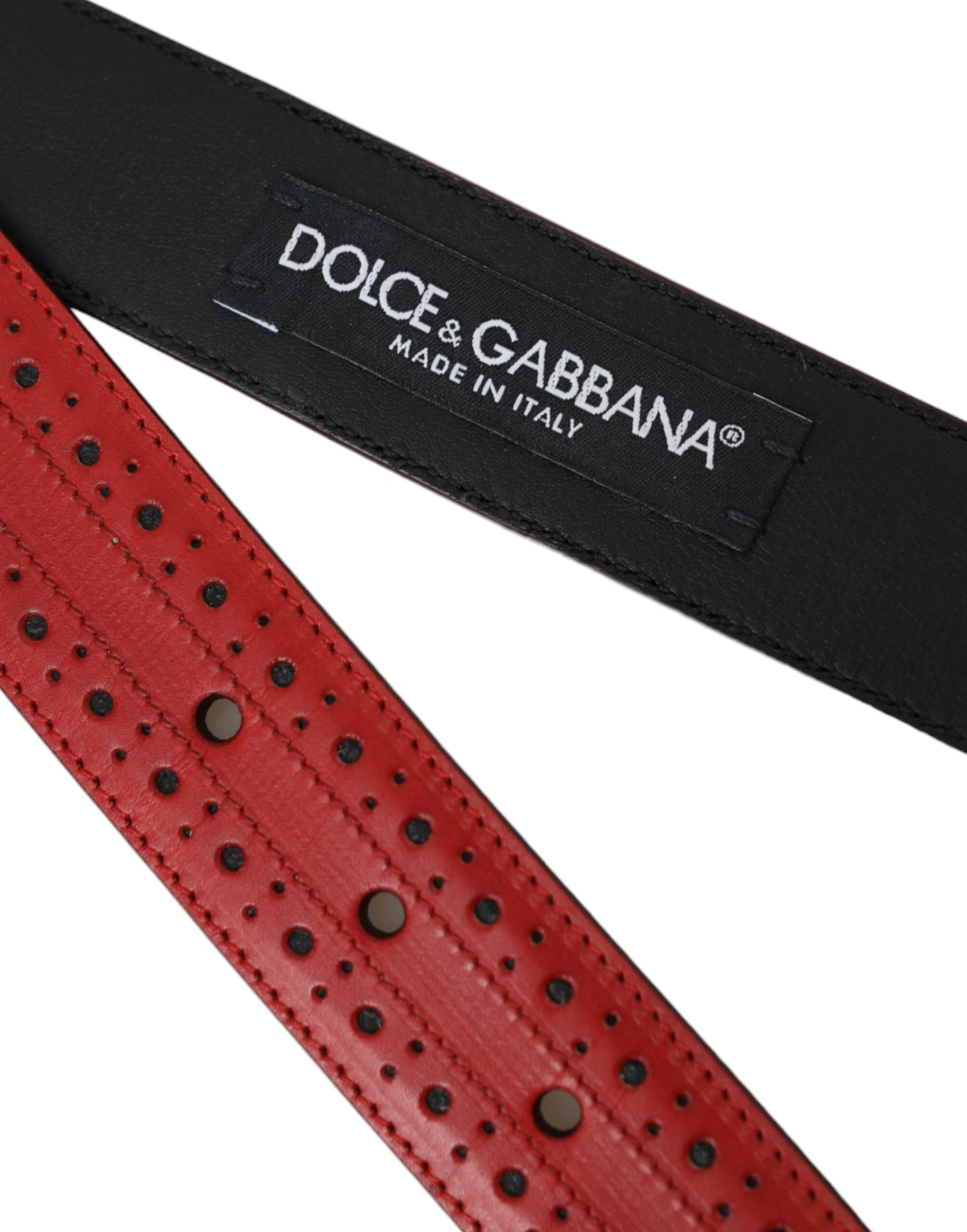 Dolce & Gabbana Red Perforated Leather Metal Buckle Belt Men's Men 7 Dolce & Gabbana Red Perforated Leather Metal Buckle Belt Men's Men - Image 5