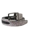 Dolce & Gabbana Multicolor Embellished Silver Metal Buckle Men's Belt