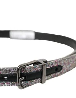 Dolce & Gabbana Multicolor Embellished Silver Metal Buckle Men's Belt -Lux Lair Store 4570904