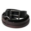 Dolce & Gabbana Black Brown Leather Silver Metal Buckle Men's Belt