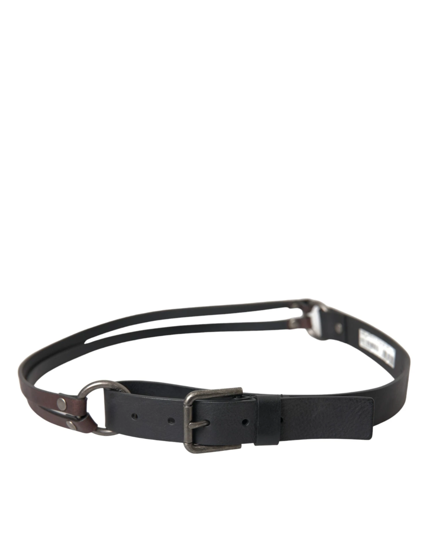 Dolce & Gabbana Black Brown Leather Silver Metal Buckle Men's Belt 4 Dolce & Gabbana Black Brown Leather Silver Metal Buckle Men's Belt - Image 2