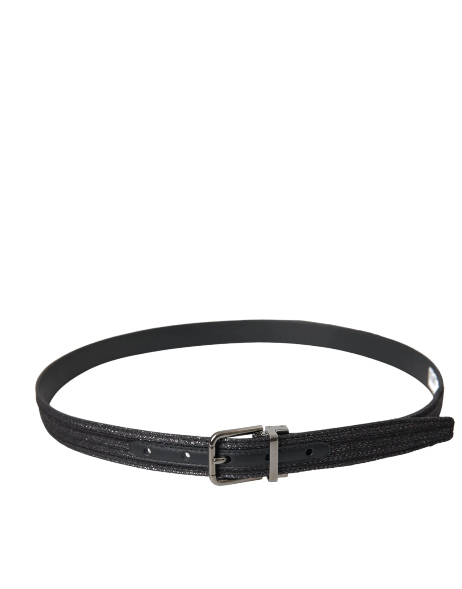 Dolce & Gabbana Black Jacquard Stripes Silver Metal Buckle Men's Belt 4 Dolce & Gabbana Black Jacquard Stripes Silver Metal Buckle Men's Belt - Image 2