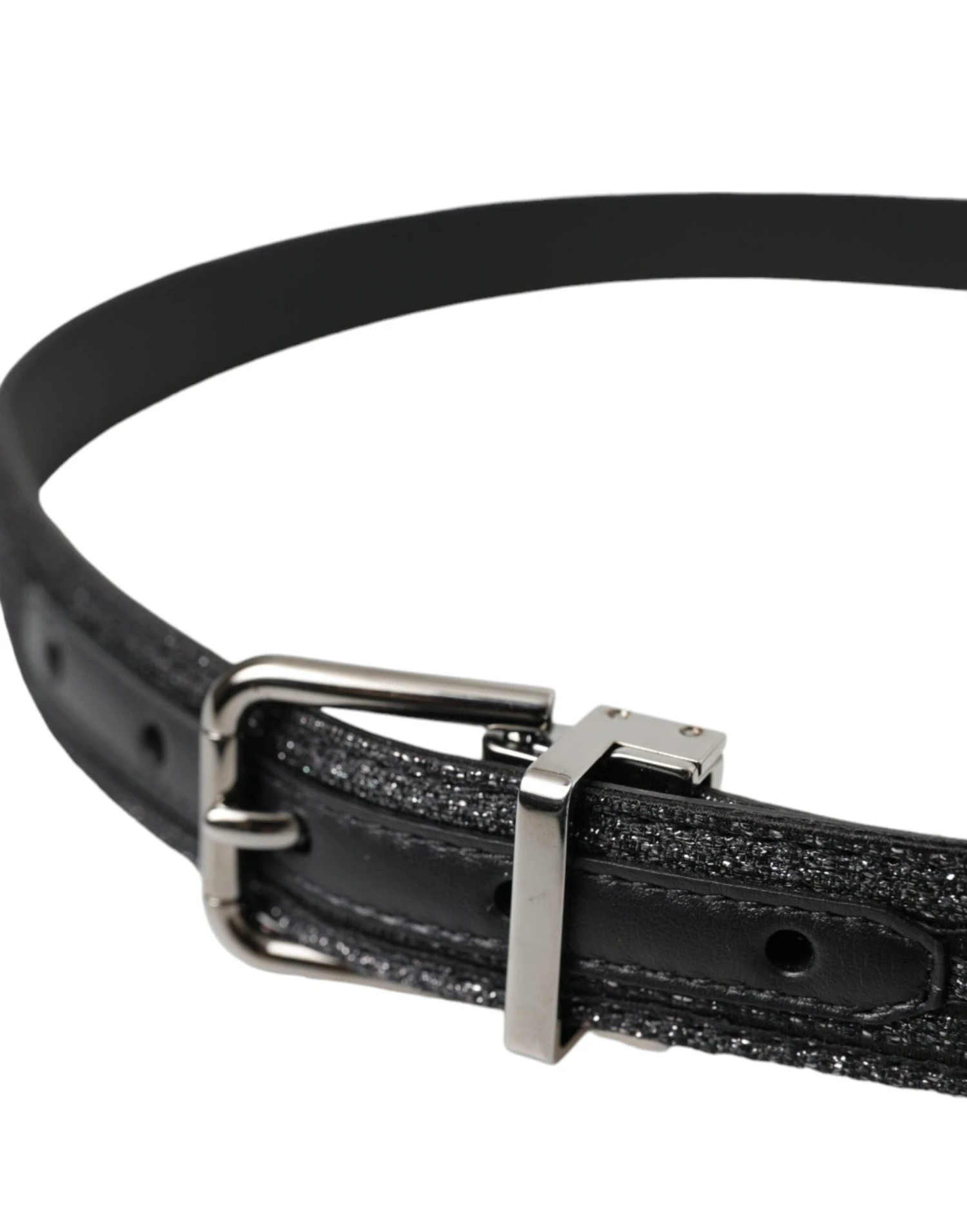 Dolce & Gabbana Black Jacquard Stripes Silver Metal Buckle Men's Belt 5 Dolce & Gabbana Black Jacquard Stripes Silver Metal Buckle Men's Belt - Image 3