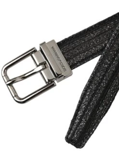 Dolce & Gabbana Black Jacquard Stripes Silver Metal Buckle Men's Belt 11 Dolce & Gabbana Black Jacquard Stripes Silver Metal Buckle Men's Belt -Lux Lair Store 4570957