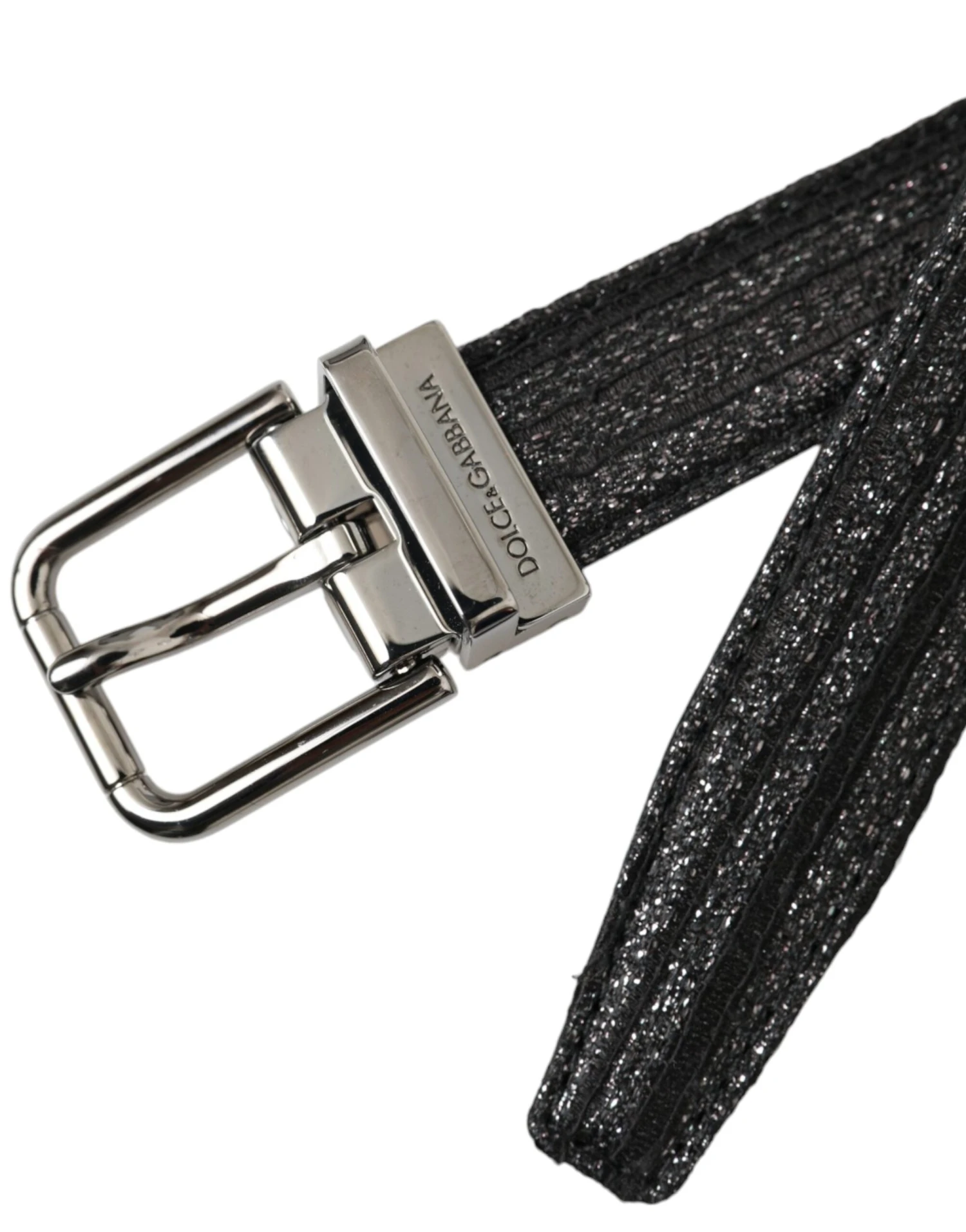 Dolce & Gabbana Black Jacquard Stripes Silver Metal Buckle Men's Belt 7 Dolce & Gabbana Black Jacquard Stripes Silver Metal Buckle Men's Belt - Image 5
