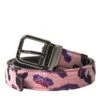 Dolce & Gabbana Multicolor Jacquard Leather Metal Buckle Men's Belt