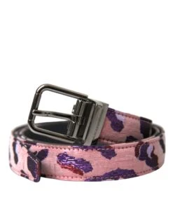 Dolce & Gabbana Multicolor Jacquard Leather Metal Buckle Men's Belt