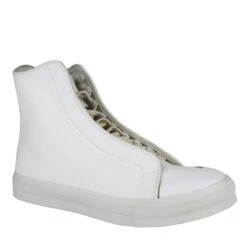 Alexander McQueen Men's Hi Top White / Ivory Canvas Sneaker