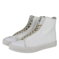Alexander McQueen Men's Hi Top White / Ivory Canvas Sneaker -Lux Lair Store 457297 9026 42 4