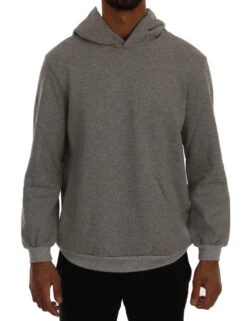 Daniele Alessandrini Gray Pullover Hodded Cotton Men's Sweater