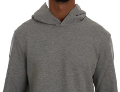 Daniele Alessandrini Gray Pullover Hodded Cotton Men's Sweater -Lux Lair Store 457380