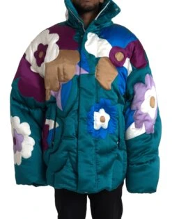 Dolce & Gabbana Multicolor Floral Windbreaker Puffer Men's Jacket