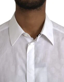 Dolce & Gabbana White Polka Dotted Cotton Dress GOLD Men's Shirt -Lux Lair Store 4576282