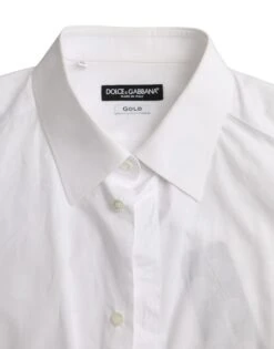 Dolce & Gabbana White Polka Dotted Cotton Dress GOLD Men's Shirt -Lux Lair Store 4576285