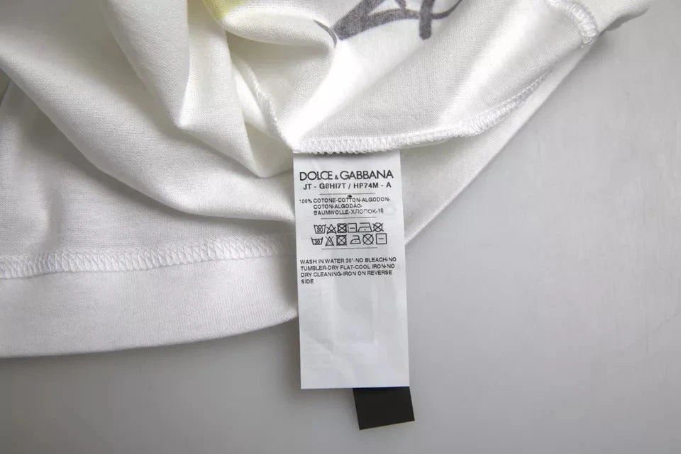 Dolce & Gabbana White Graphic Cotton Short Sleeves Men Men's T-shirt 5 Dolce & Gabbana White Graphic Cotton Short Sleeves Men Men's T-shirt - Image 3