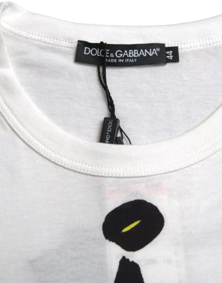 Dolce & Gabbana White Graphic Cotton Short Sleeves Men Men's T-shirt 6 Dolce & Gabbana White Graphic Cotton Short Sleeves Men Men's T-shirt - Image 4