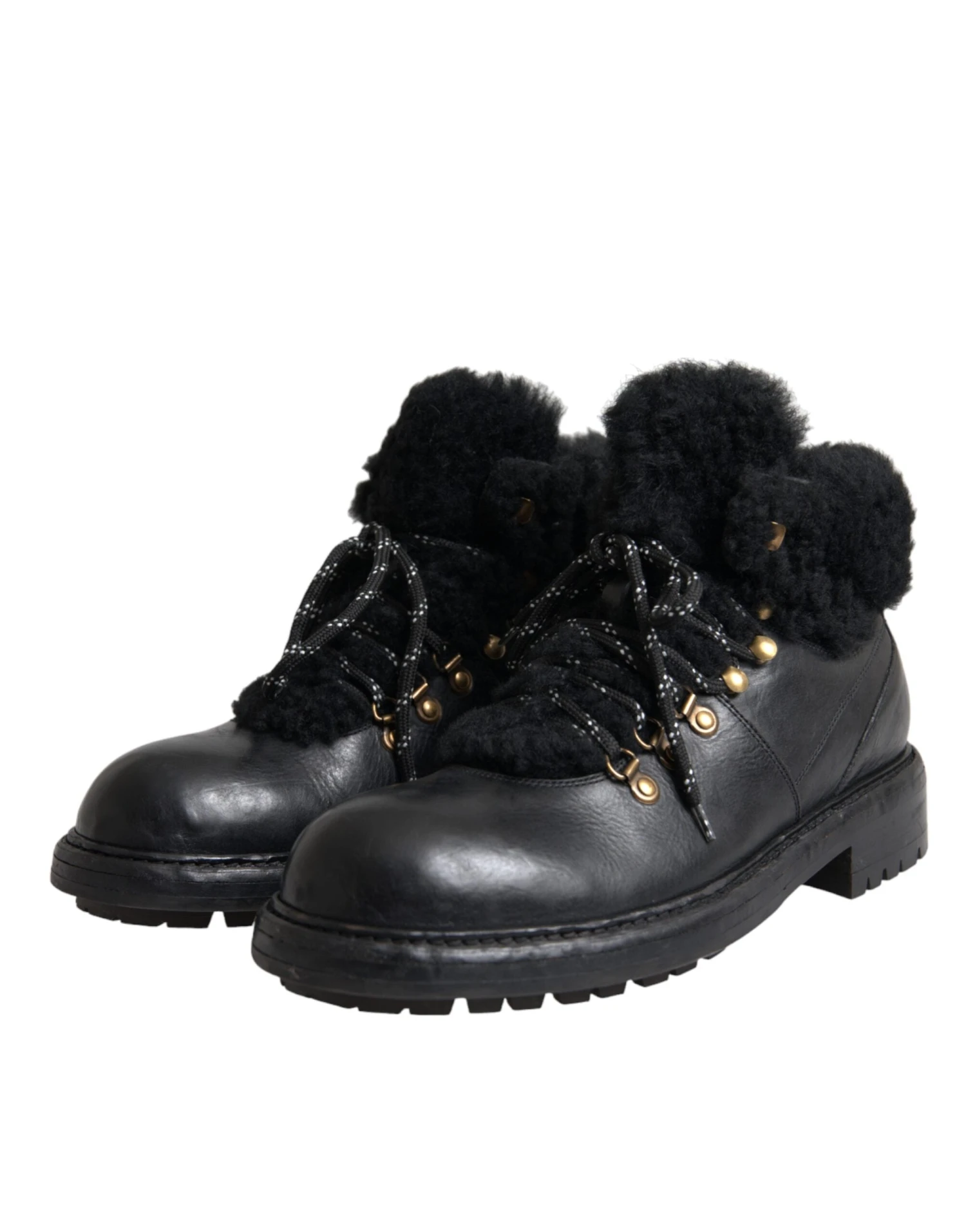 Dolce & Gabbana Black Leather Bernini Shearling Boots Men's Shoes 5 Dolce & Gabbana Black Leather Bernini Shearling Boots Men's Shoes - Image 3