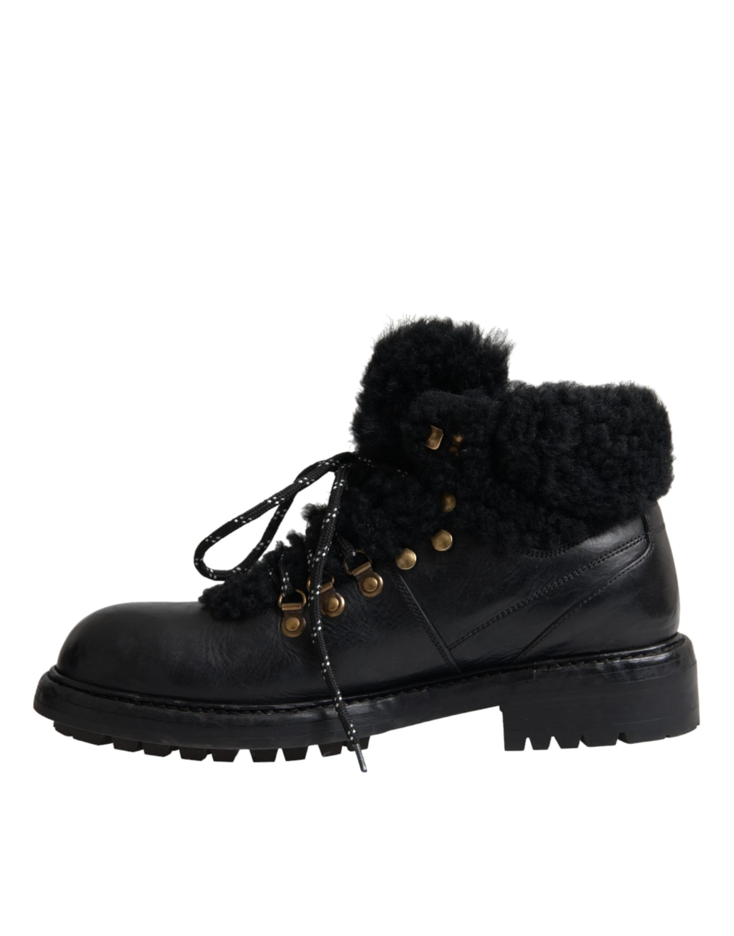 Dolce & Gabbana Black Leather Bernini Shearling Boots Men's Shoes 7 Dolce & Gabbana Black Leather Bernini Shearling Boots Men's Shoes - Image 5