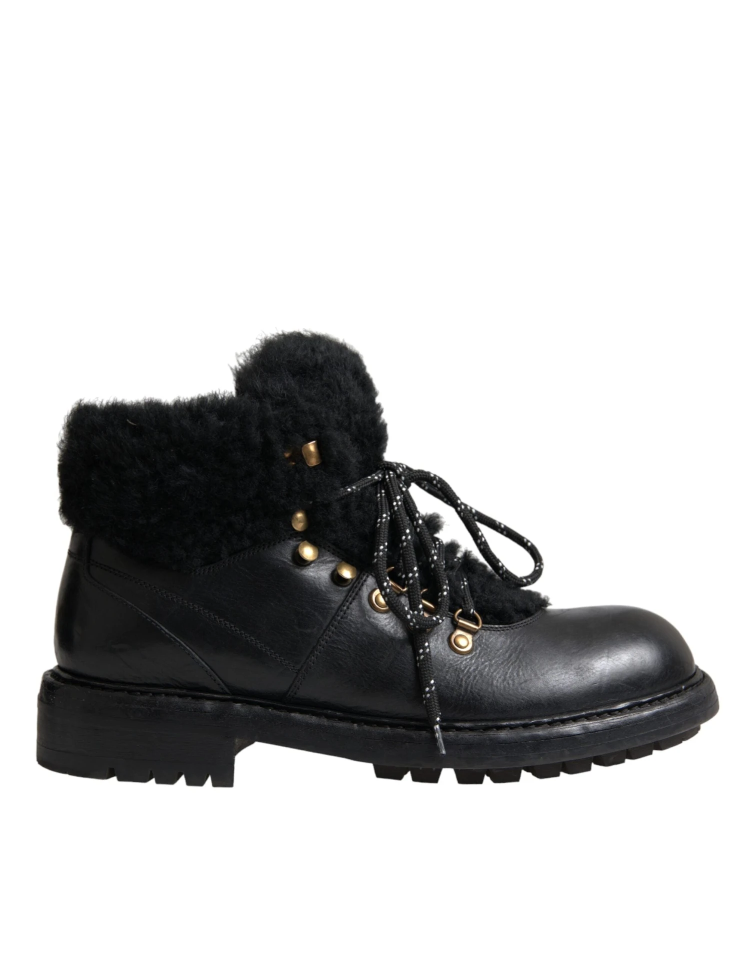 Dolce & Gabbana Black Leather Bernini Shearling Boots Men's Shoes 3 Dolce & Gabbana Black Leather Bernini Shearling Boots Men's Shoes