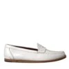 Dolce & Gabbana White Leather Slip On Mocassin Loafers Men's Shoes -Lux Lair Store 4577697