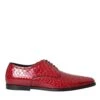 Dolce & Gabbana Red Textured Varnished Derby Men Formal Men's Shoes