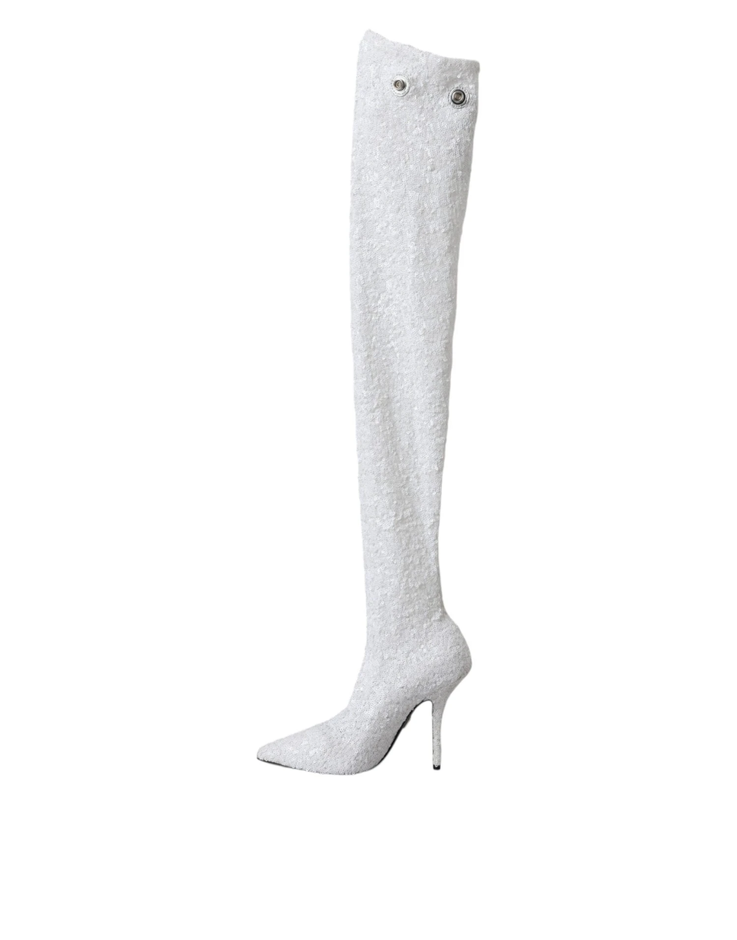 Dolce & Gabbana White Heels Stiletto Knee High Boots Women's Shoes 6 Dolce & Gabbana White Heels Stiletto Knee High Boots Women's Shoes - Image 4