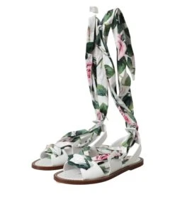 Dolce & Gabbana Multicolor Floral Print Ankle Wrap Sandals Women's Shoes -Lux Lair Store 4579913