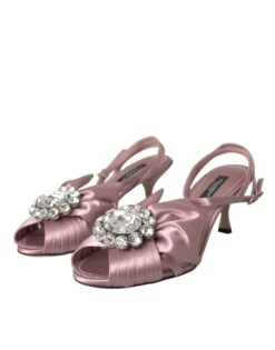 Dolce & Gabbana Pink Keira Crystal Heels Sandals Women's Shoes -Lux Lair Store 4582321