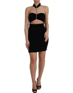 Dolce & Gabbana Black Cut Out Sleeveless Bodycon Mini Women's Dress