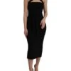 Dolce & Gabbana Black Sheath Halter Sleeveless Midi Women's Dress