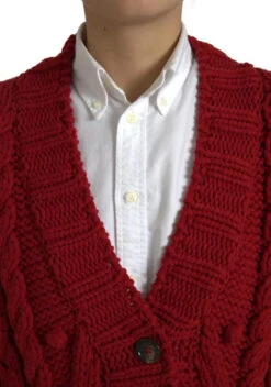Dolce & Gabbana Red Wool Knit Button Down Cardigan Women's Sweater (Pre-Owned) -Lux Lair Store 4584435