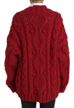 Dolce & Gabbana Red Wool Knit Button Down Cardigan Women's Sweater (Pre-Owned) -Lux Lair Store 4584438