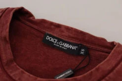 Dolce & Gabbana Maroon Printed Crewneck Tee Cotton Men's T-shirt (Pre-Owned) -Lux Lair Store 4584743