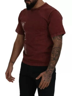 Dolce & Gabbana Maroon Printed Crewneck Tee Cotton Men's T-shirt (Pre-Owned) -Lux Lair Store 4584745
