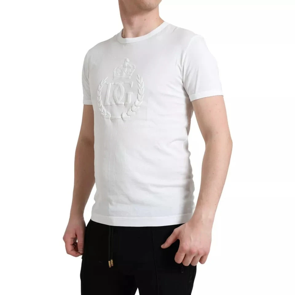 Dolce & Gabbana White Logo Embossed Crew Neck Short Sleeves Men's T-shirt (Pre-Owned) 6 Dolce & Gabbana White Logo Embossed Crew Neck Short Sleeves Men's T-shirt (Pre-Owned) - Image 4