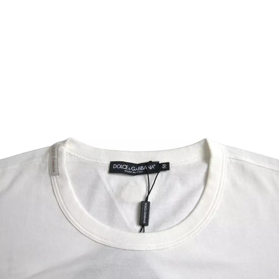 Dolce & Gabbana White Logo Floral Cotton Crew Neck Men's T-shirt (Pre-Owned) 6 Dolce & Gabbana White Logo Floral Cotton Crew Neck Men's T-shirt (Pre-Owned) - Image 4