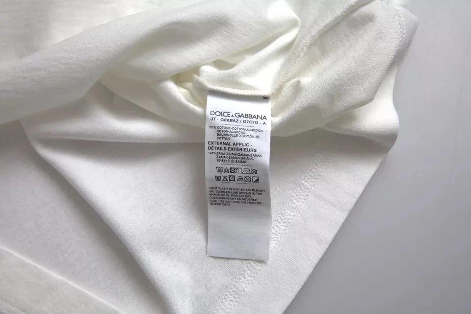 Dolce & Gabbana White Logo Floral Cotton Crew Neck Men's T-shirt (Pre-Owned) 7 Dolce & Gabbana White Logo Floral Cotton Crew Neck Men's T-shirt (Pre-Owned) - Image 5