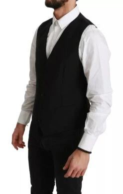 Dolce & Gabbana Black Stretch Waistcoat Formal Dress Wool Men's Vest (Pre-Owned) 9 Dolce & Gabbana Black Stretch Waistcoat Formal Dress Wool Men's Vest (Pre-Owned) -Lux Lair Store 4586323