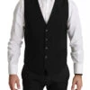 Dolce & Gabbana Black Stretch Waistcoat Formal Dress Wool Men's Vest (Pre-Owned)