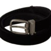 Dolce & Gabbana Black Velvet Silver Tone Metal Buckle Men's Belt (Pre-Owned)