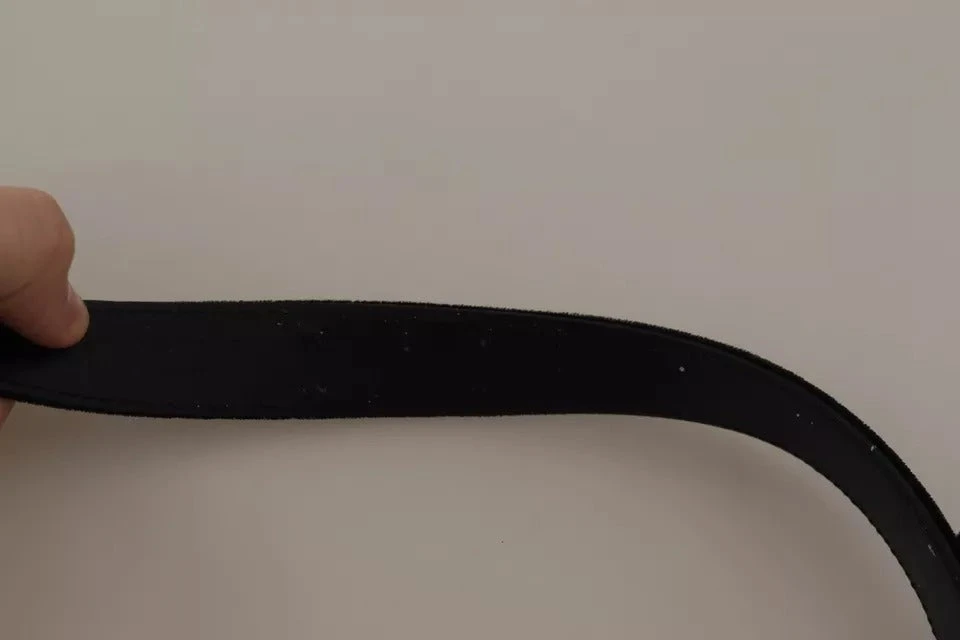 Dolce & Gabbana Black Velvet Silver Tone Metal Buckle Men's Belt (Pre-Owned) 6 Dolce & Gabbana Black Velvet Silver Tone Metal Buckle Men's Belt (Pre-Owned) - Image 4