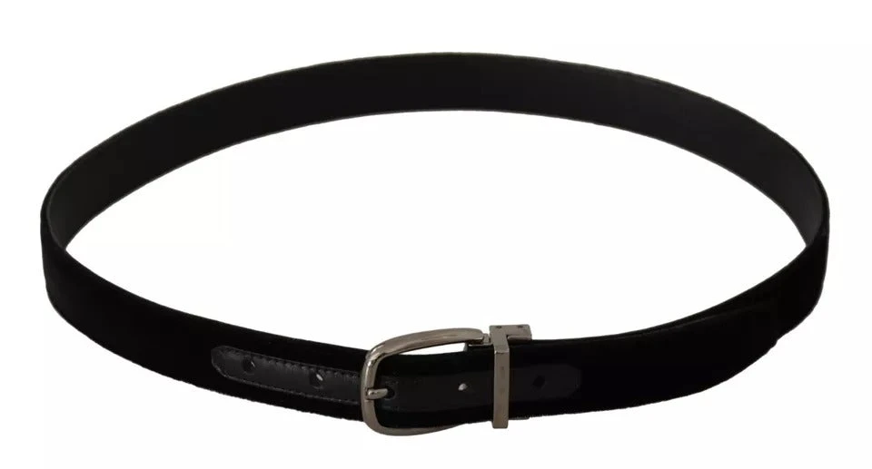 Dolce & Gabbana Black Velvet Silver Tone Metal Buckle Men's Belt (Pre-Owned) 5 Dolce & Gabbana Black Velvet Silver Tone Metal Buckle Men's Belt (Pre-Owned) - Image 3
