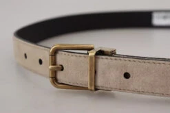 Dolce & Gabbana Beige Velvet Leather Gold Tone Metal Buckle Men's Belt (Pre-Owned) -Lux Lair Store 4589695